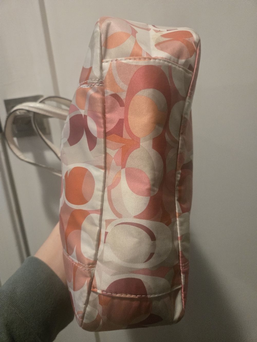 Coach Emma Kaleidoscope Signature Tote Pink Orange Multi Canvas Bag PreOwned - Picture 7 of 8